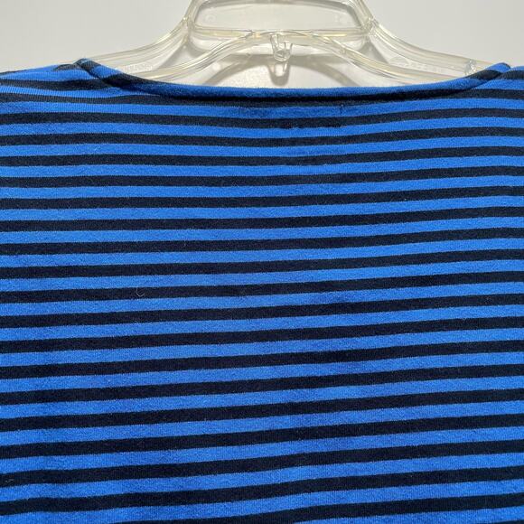 Chico's Top  Blue Striped Ultimate Tee Pima Cotton Side Slit 3/4 Sleeve size M/8 - Picture 7 of 9